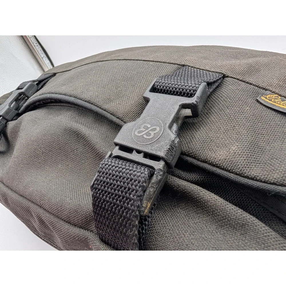 Eddie Bauer Black Canvas Messenger Bag Briefcase Organizer Buckle Closure